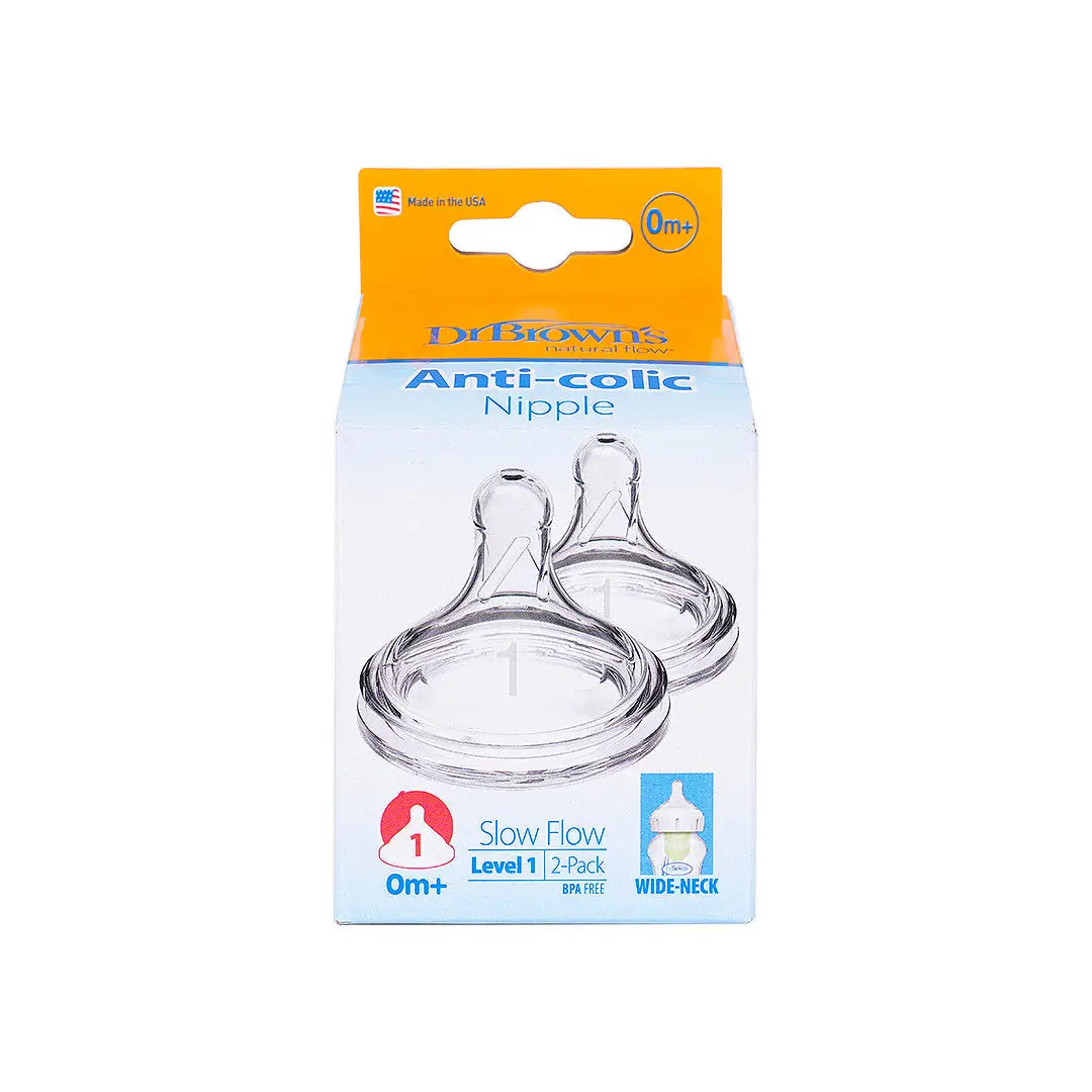 57619-Dr Browns Anti-Colic Slow Flow Wild-Neck 2 Nipples(0m+)-7471