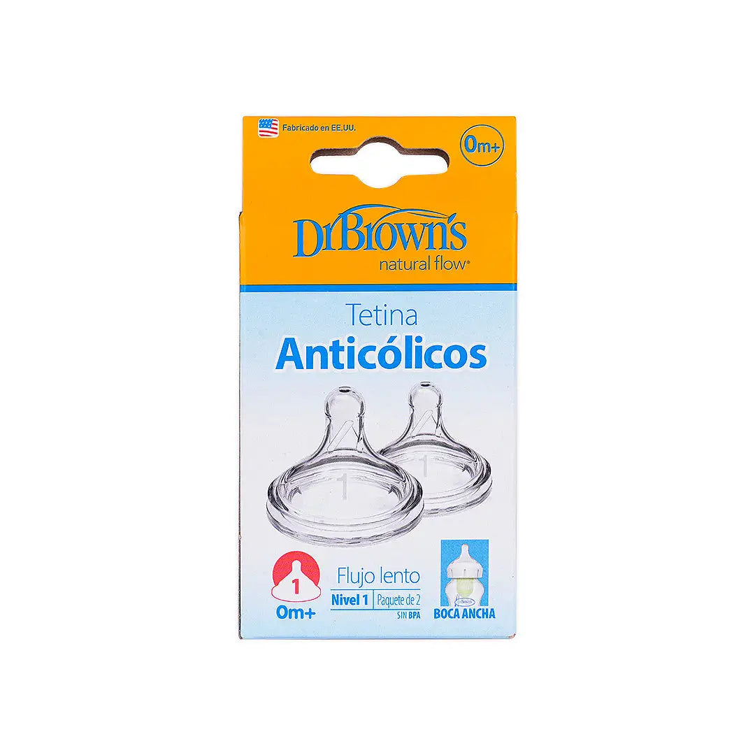 57619-Dr Browns Anti-Colic Slow Flow Wild-Neck 2 Nipples(0m+)-7471 +2