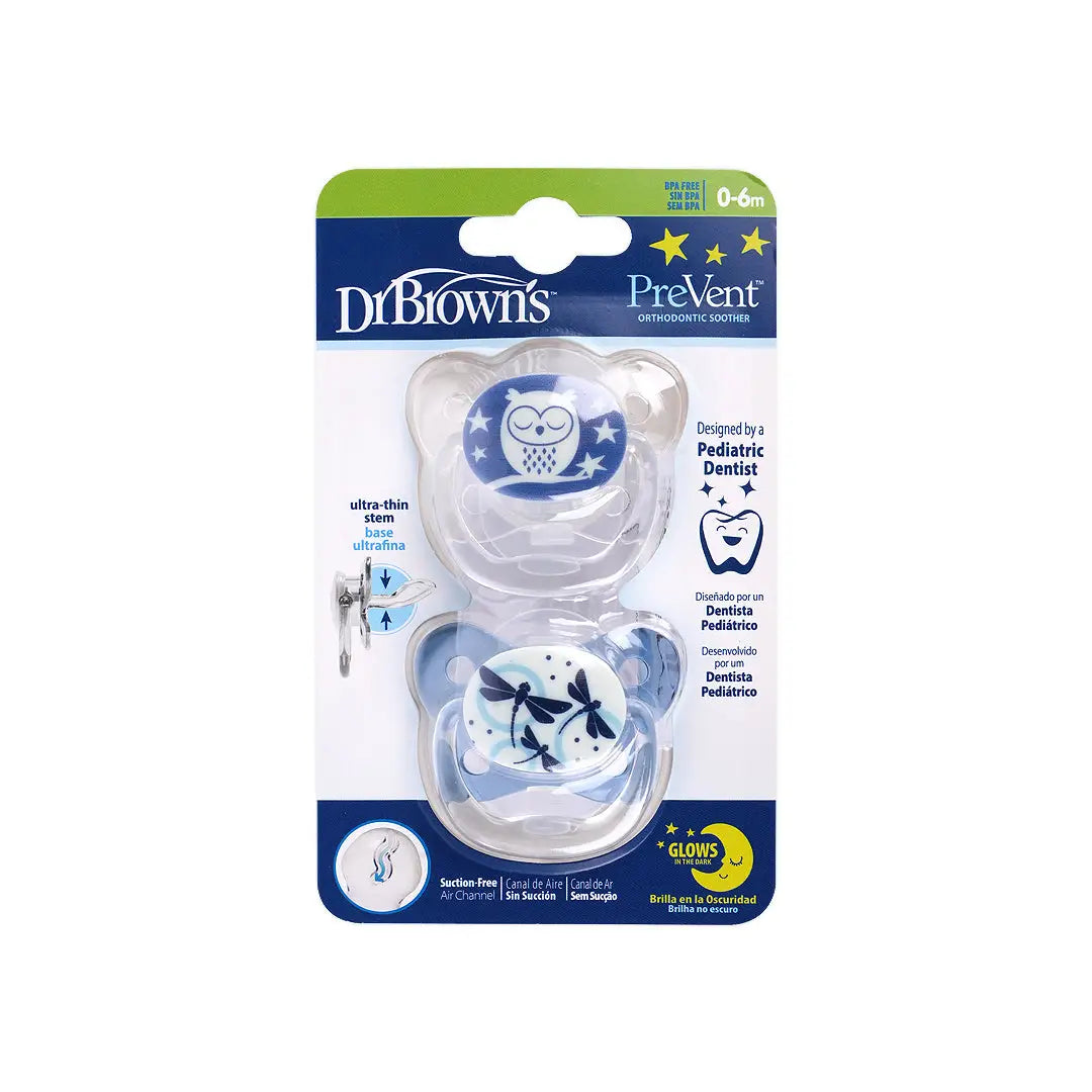 57621-Dr Browns PreVent Glows In The Dark Blue (0-6m)2packs-5261 +2