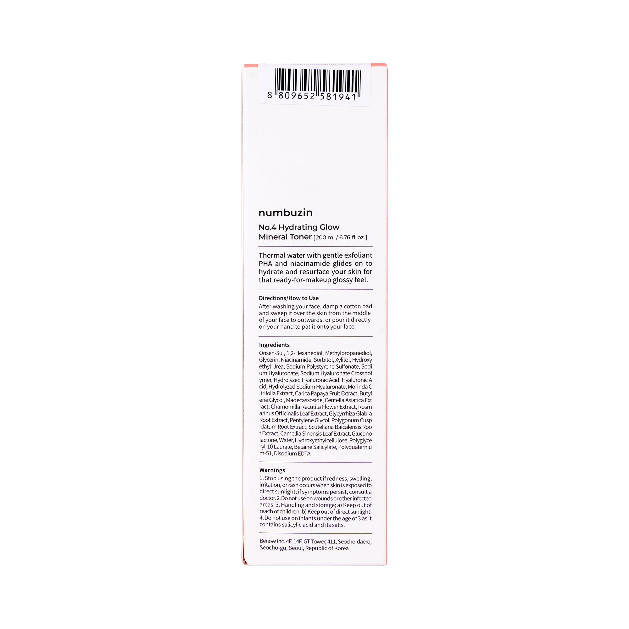 57666-Numbuzin No.4 Hydrating Glow Mineral Toner 200ml +6