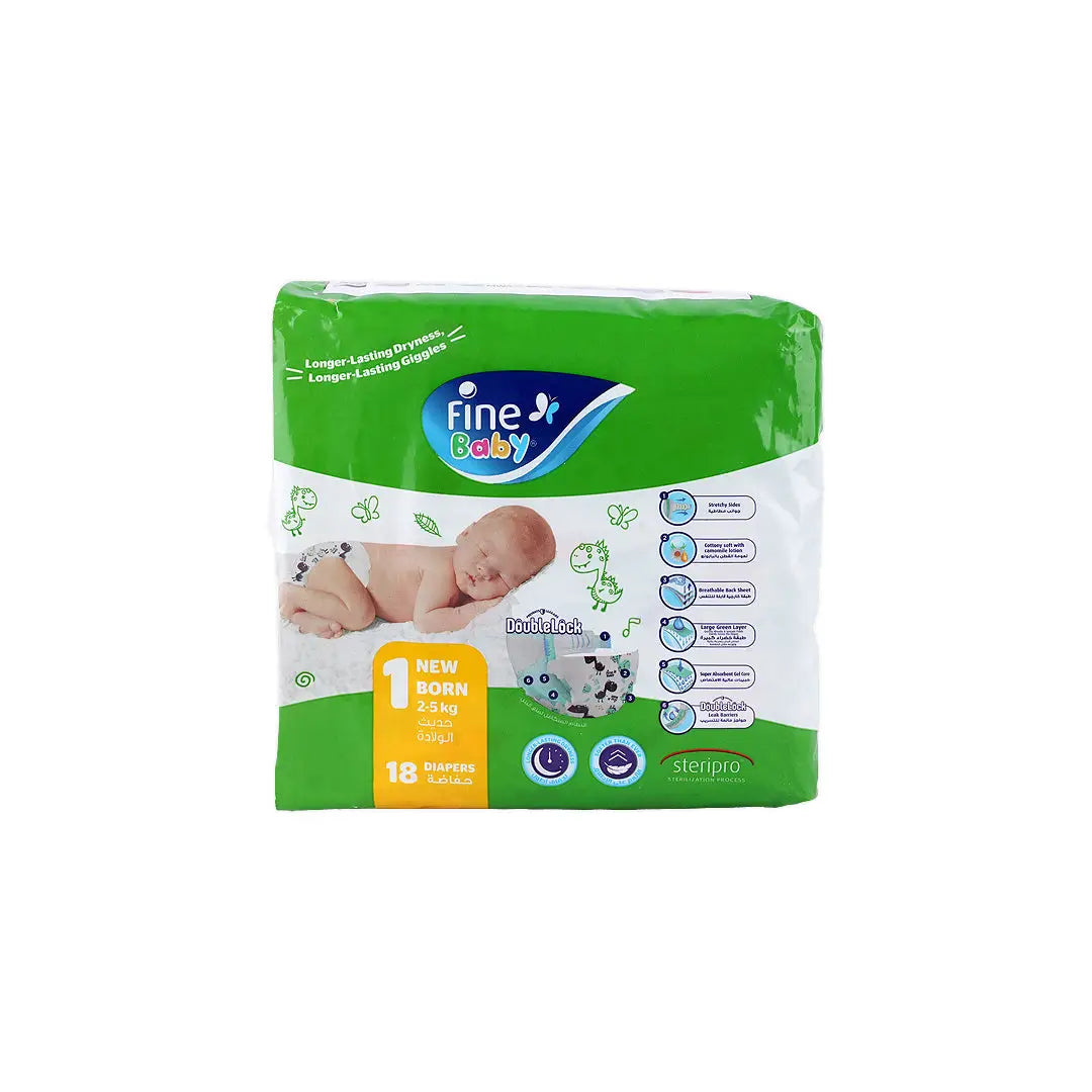 57697-Fine Baby Diaper Baby Double Lock New Born No.1 18 Pcs +3