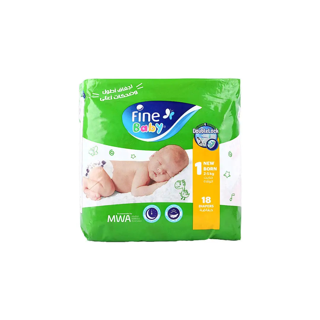 57697-Fine Baby Diaper Baby Double Lock New Born No.1 18 Pcs