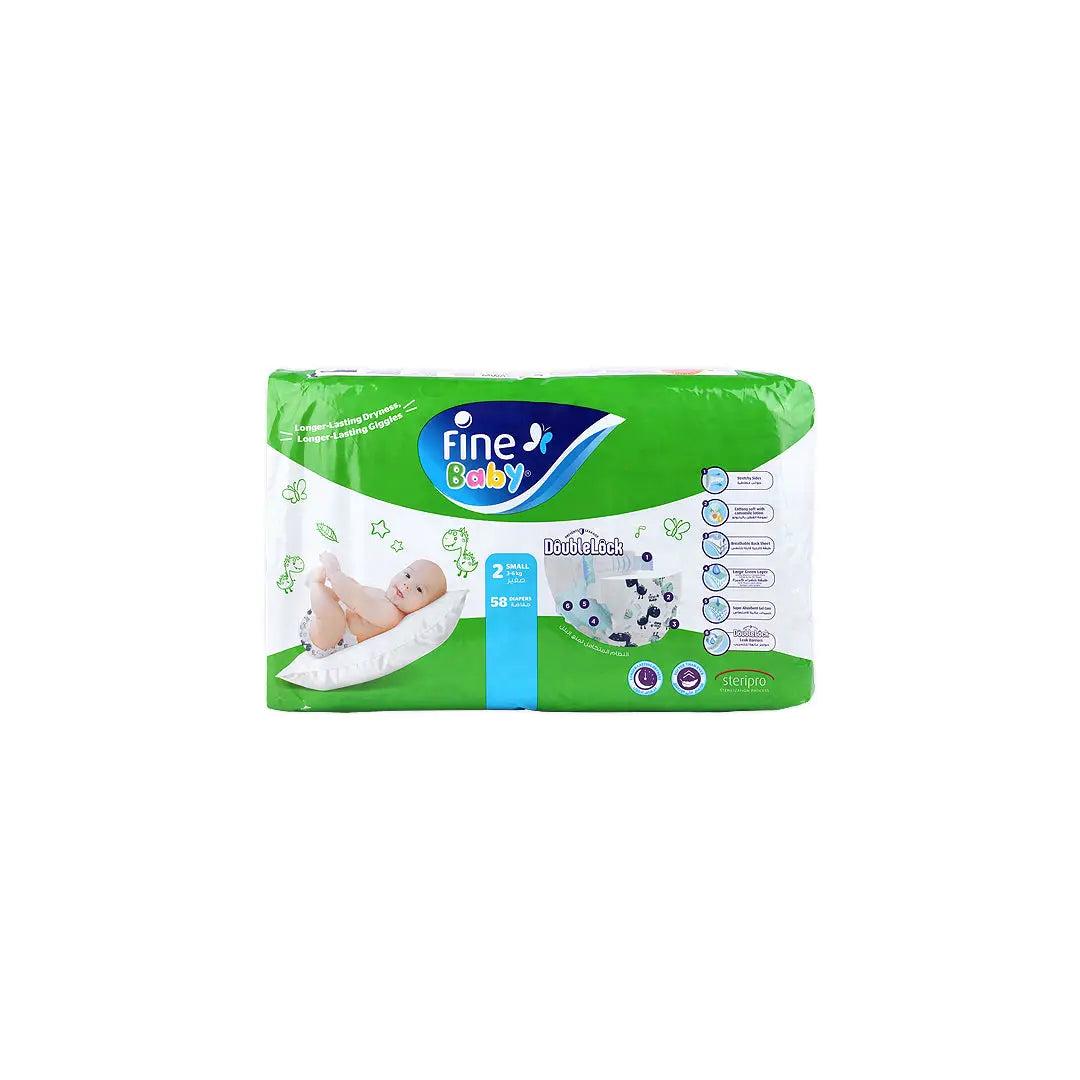57698-Fine Baby Diaper Baby Double Lock Small No.2 58 Pcs +3