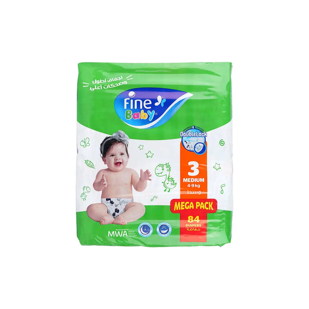 57699-Fine Baby Diaper Super Dry Green Med No.3 Mega Pack 84 Pcs
