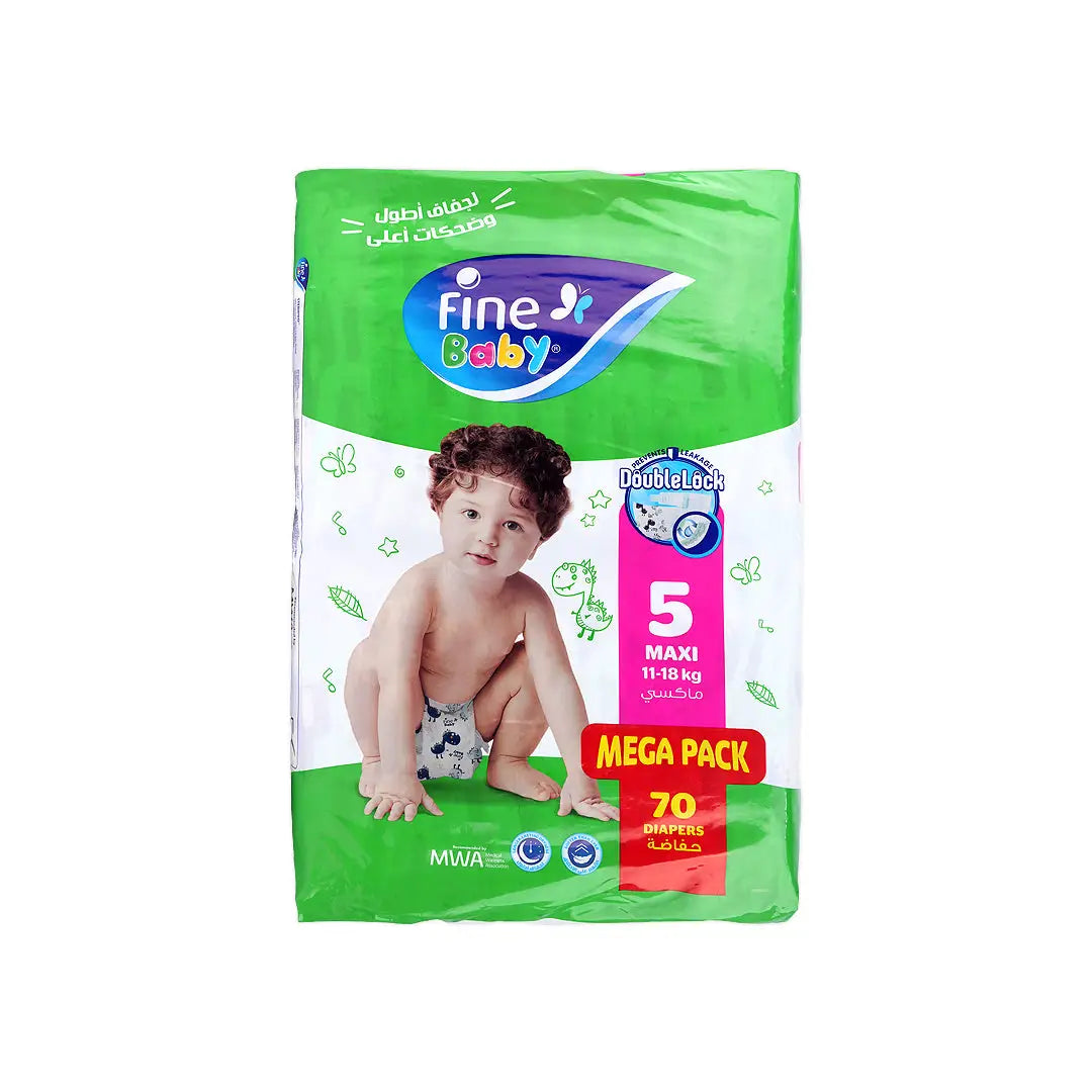 57701-Fine Baby Diaper - Mega Pack -Maxi No.5 11-18 Kg 70 Pcs
