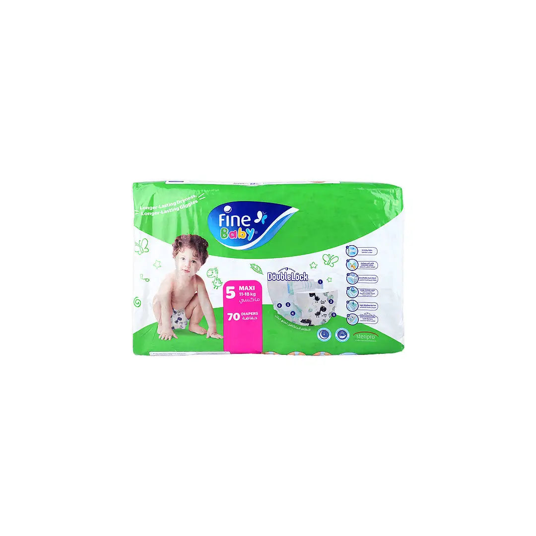 57701-Fine Baby Diaper - Mega Pack -Maxi No.5 11-18 Kg 70 Pcs +3