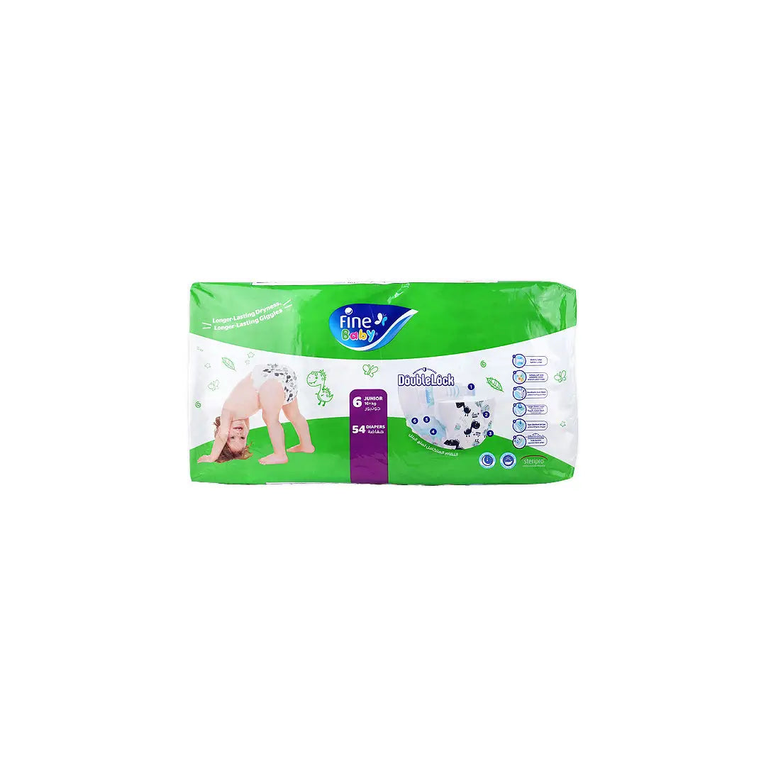 57702-Fine Baby Diaper Green Double Lock Jun No 6 Mega Pack 54 Pcs +3