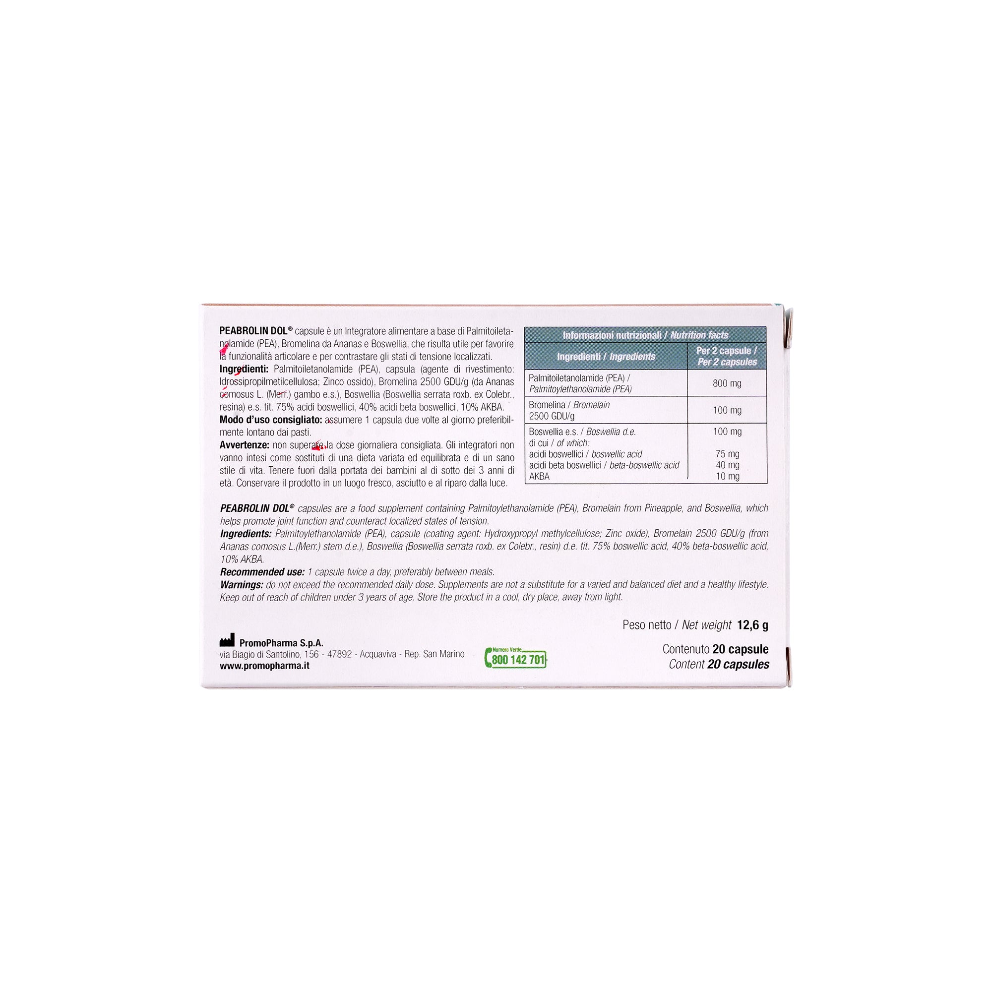 57707-Peabrolin 400mg 20 Capsules +2