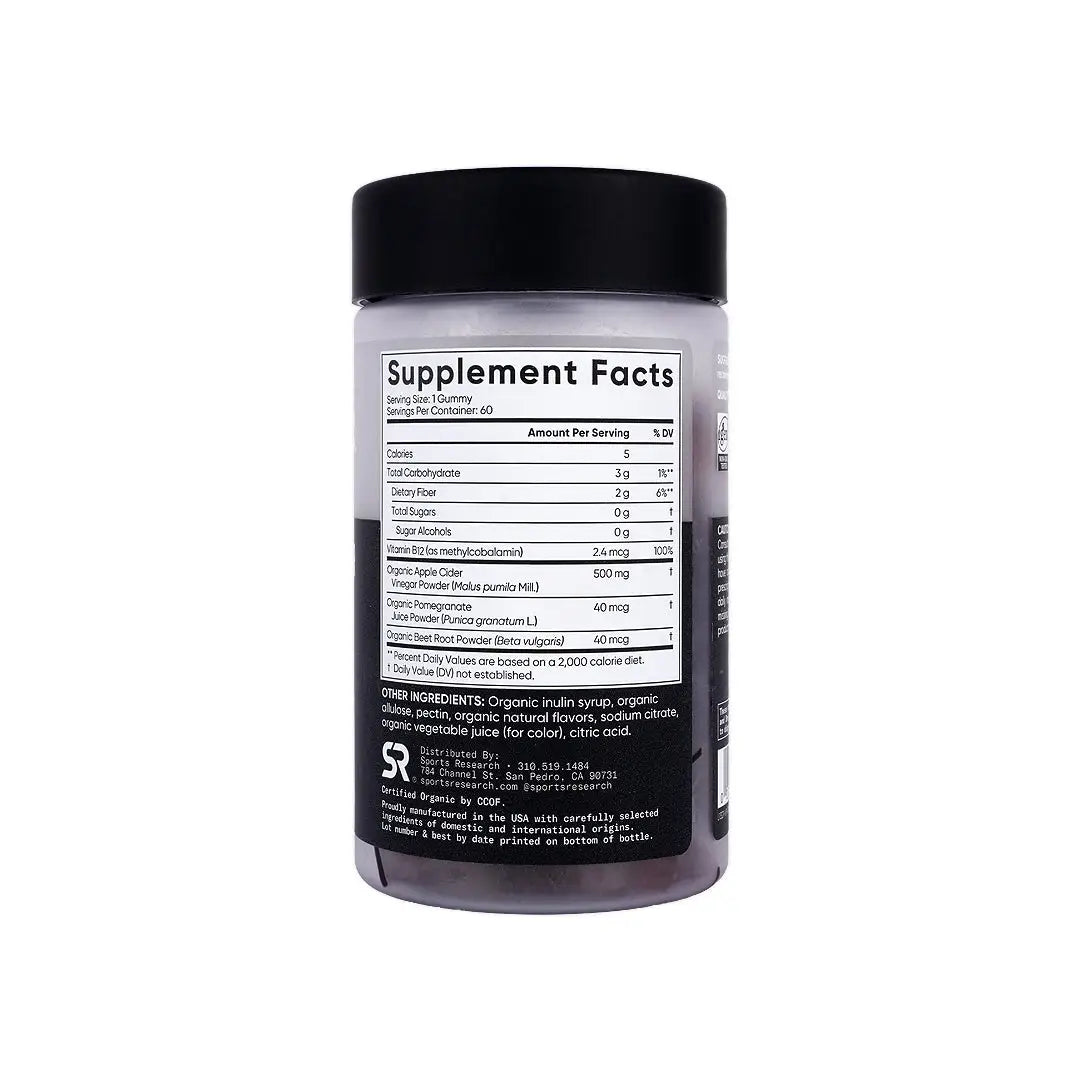57719-Sports Research Apple Cider Vinegar 60 Gummies +1