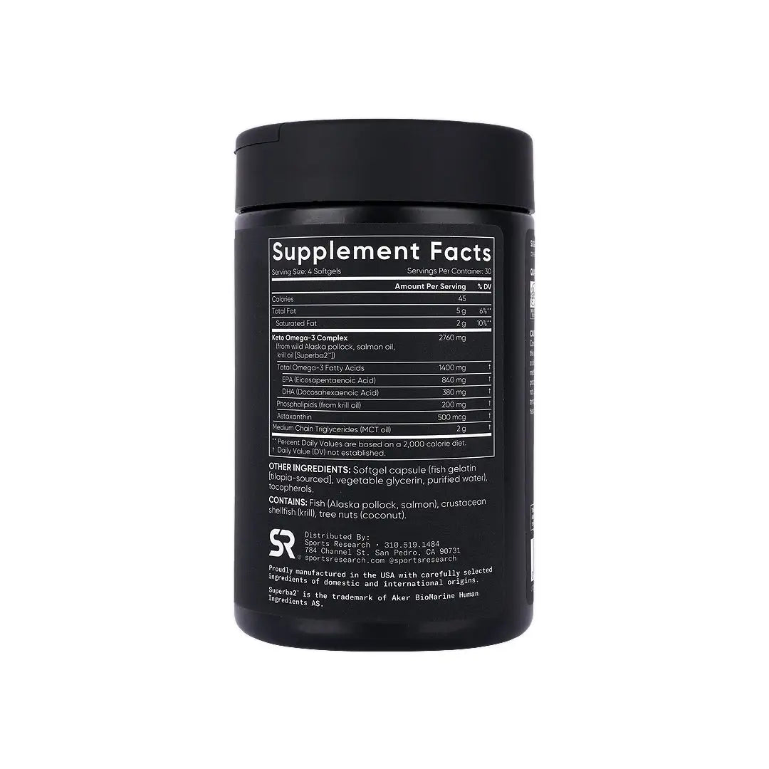 57720-Sports Research Keto Omega - 3 With Samon Oil 120 Softgels +1