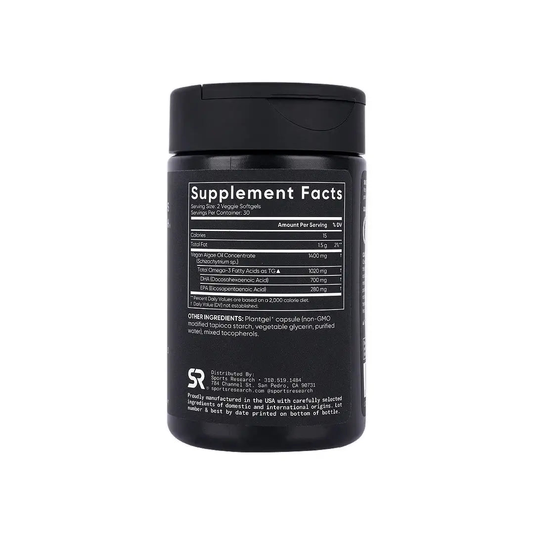 57724-Sports Research Vegan Omega - 3 Algae Oil 60 Veggie Softgels +1