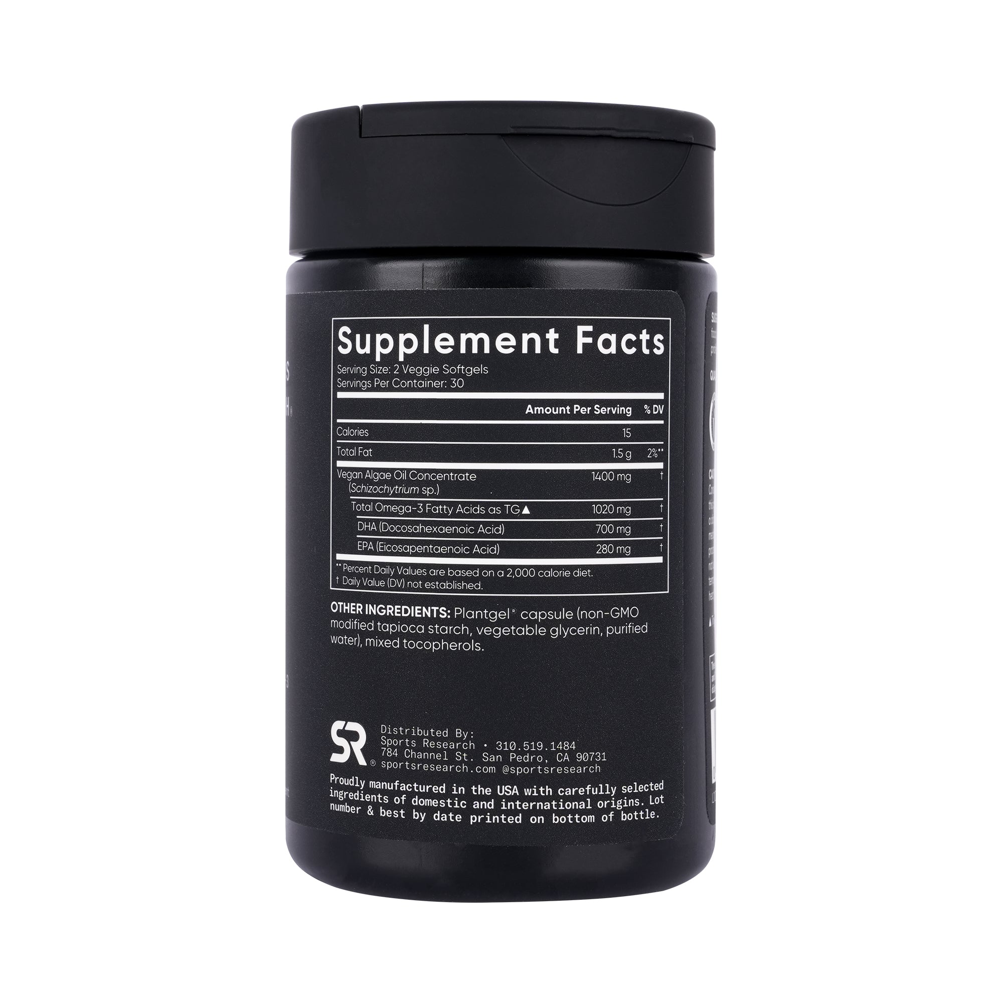 57724-Sports Research Vegan Omega - 3 Algae Oil 60 Veggie Softgels +1
