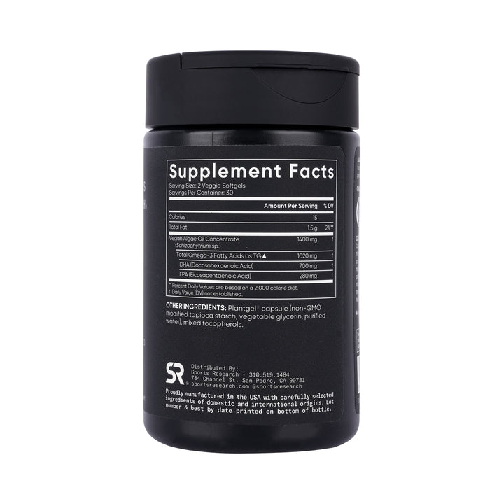 57724-Sports Research Vegan Omega - 3 Algae Oil 60 Veggie Softgels +1