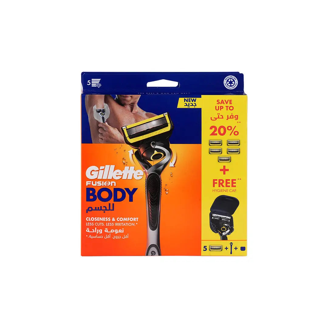 Gillette Fusion Body Hygiene Cap + Handle With 5 Blades