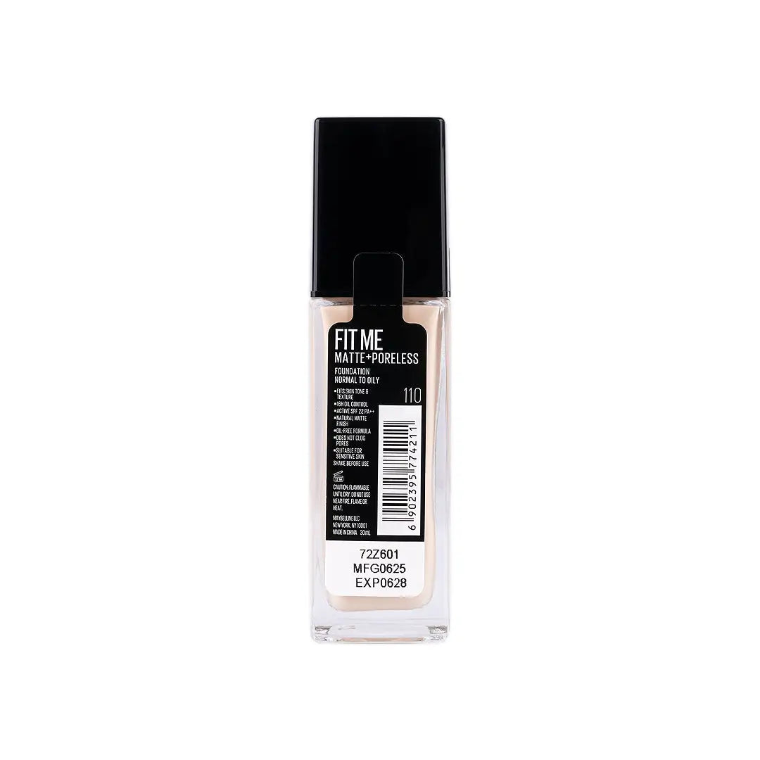 57938-Maybelline Fit Me Foundation Matte Poreless Glass Spf22 110 +3