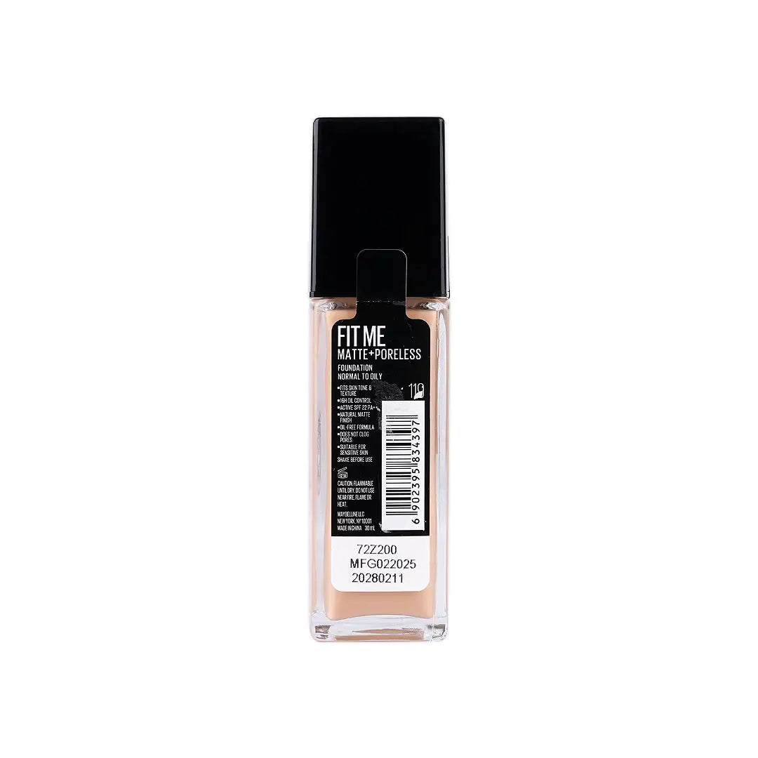 57940-Maybelline Fit Me Foundation Matte Poreless Glass Spf 119 +3