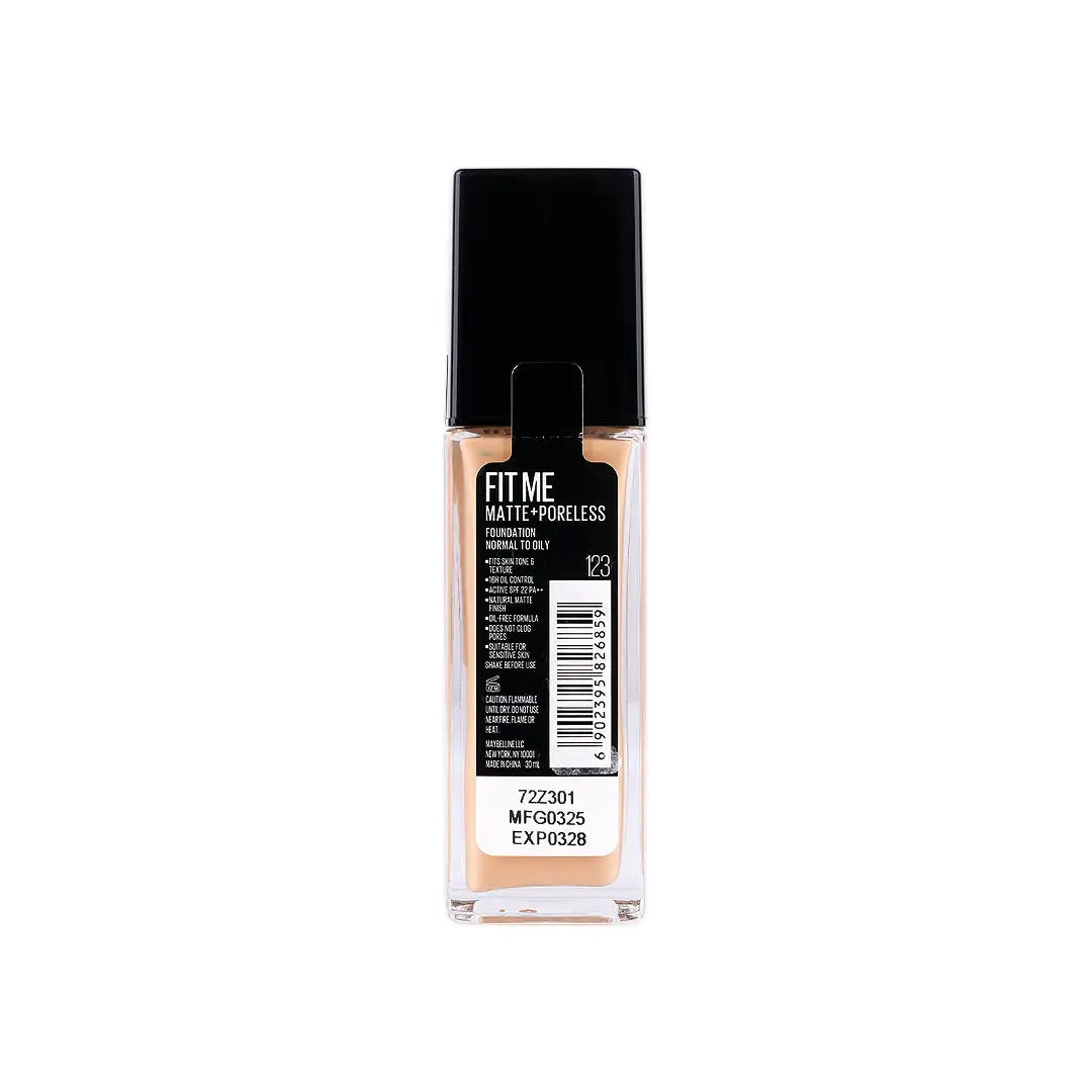 57944-Maybelline Fit Me Foundation Matte Poreless Glass Spf 123 +3