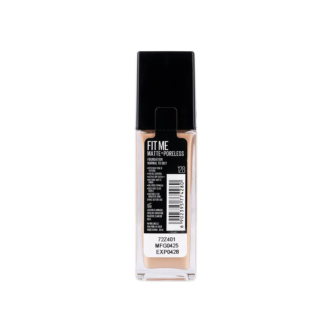 57946-Maybelline Fit Me Foundation Matte Poreless Glass Spf 128 +3