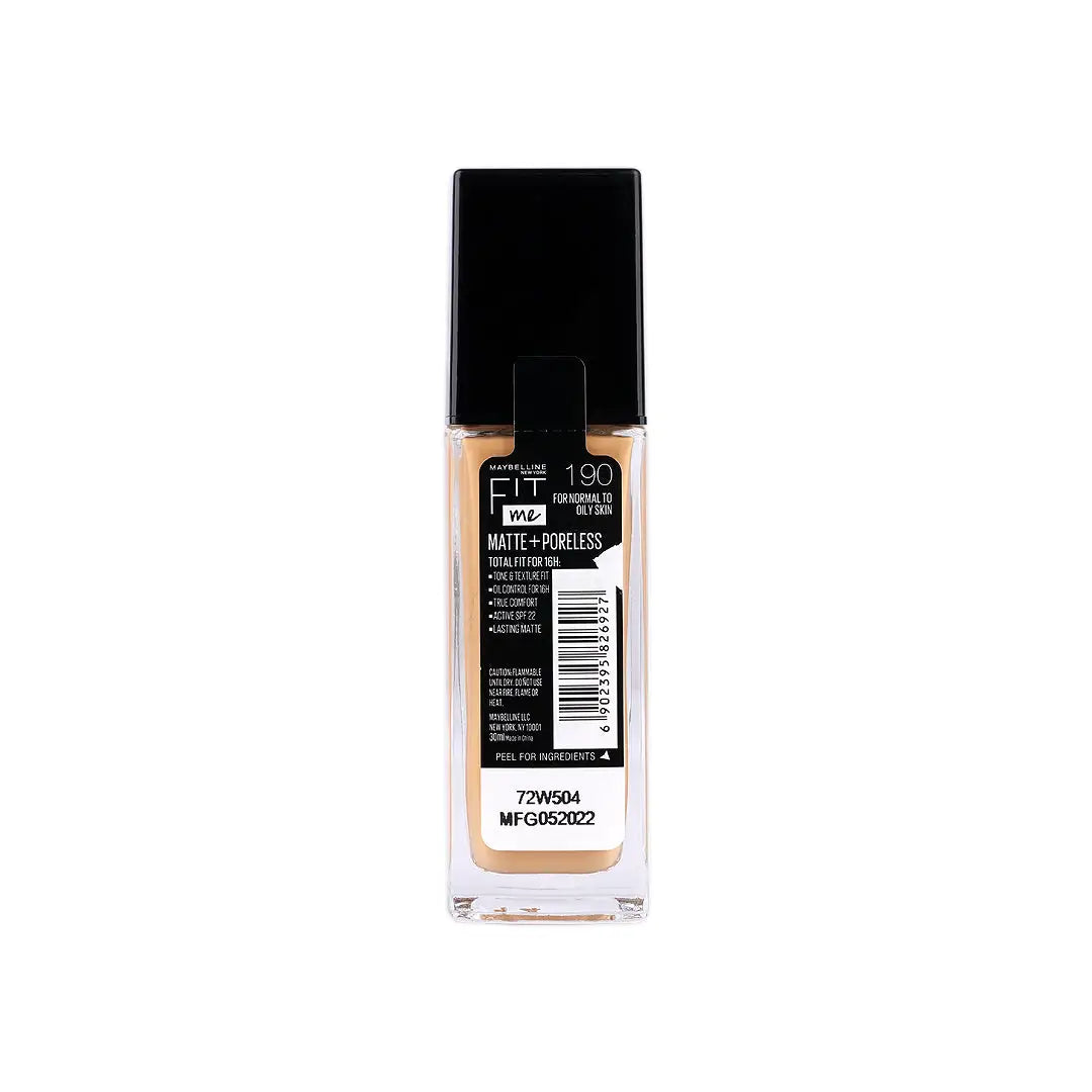 57948-Maybelline Fit Me Foundation Matte Poreless Glass Spf 190 +3