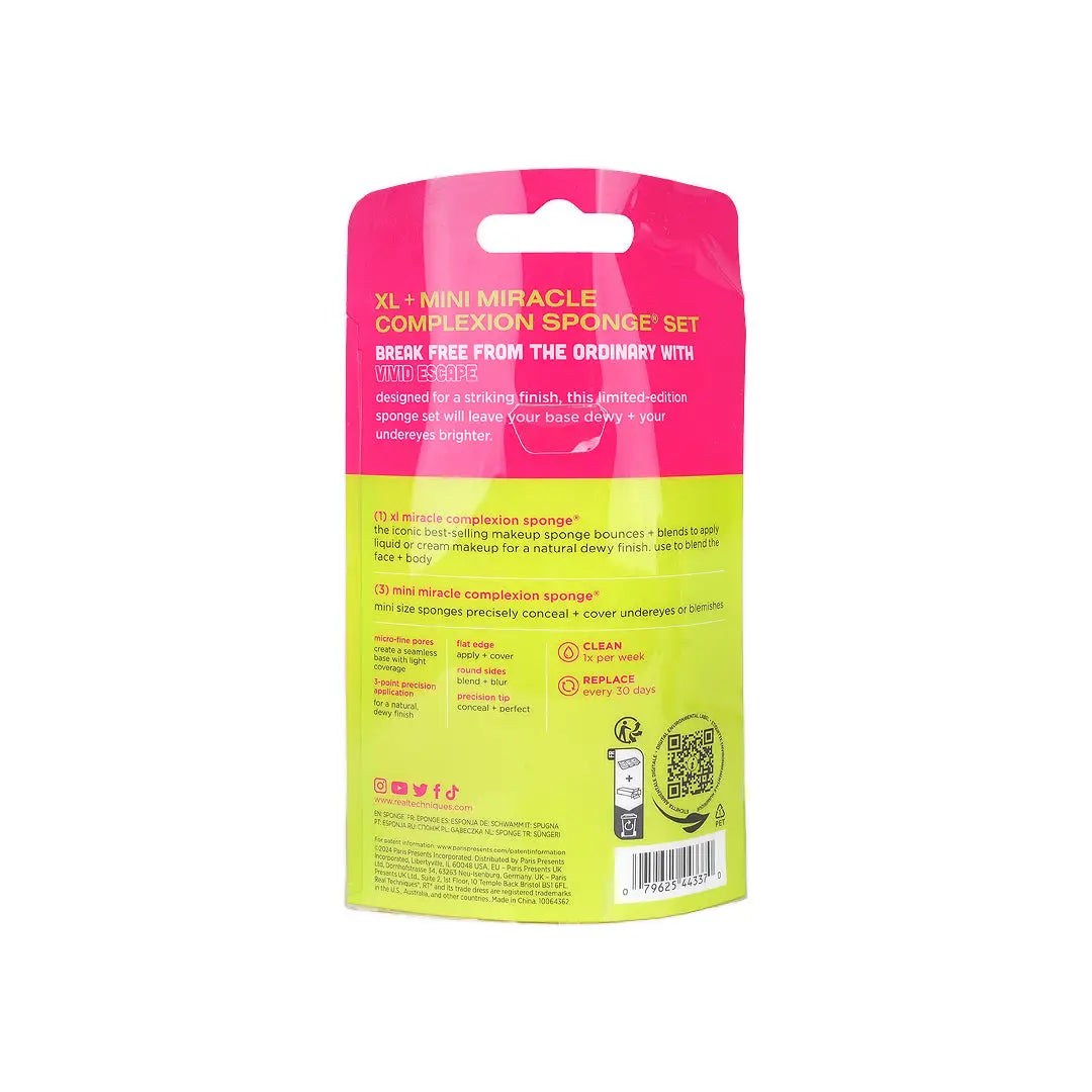 58153-Real Techniques Vivid Escape XL + Mini M.C Sponges Set-0643 +4