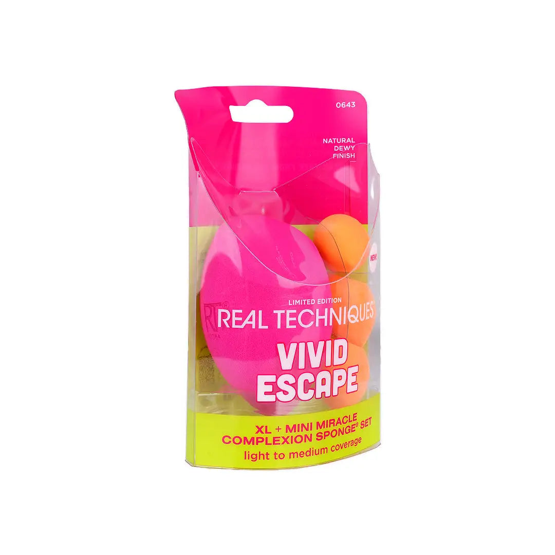58153-Real Techniques Vivid Escape XL + Mini M.C Sponges Set-0643 +3