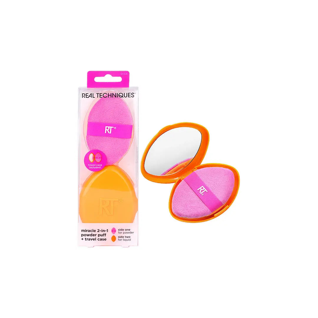 58160-Real Techniques Miracle 2-In-1 Powder Puff+Travel Case-0134 