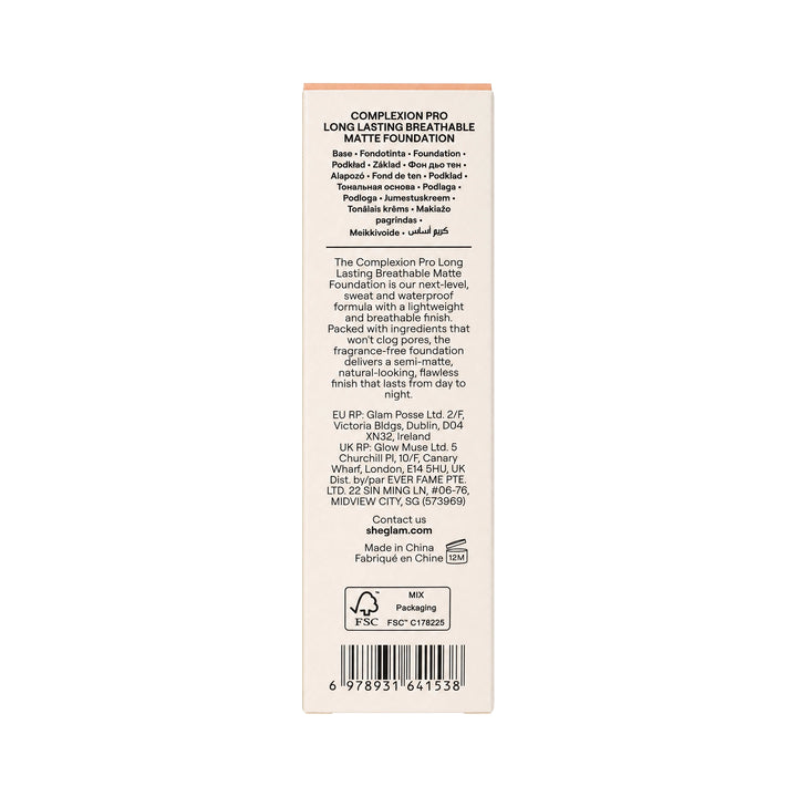 -Sheglam Complexion P.L.L Breathable Matte Foundation Golden +4