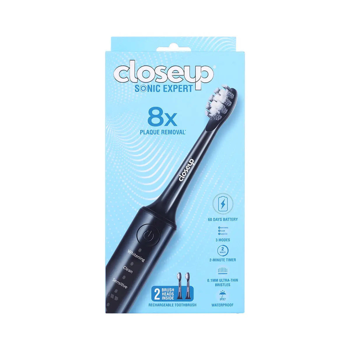 1-Closeup Sonic Expert Toothbrush Black with 2 Brush Heads