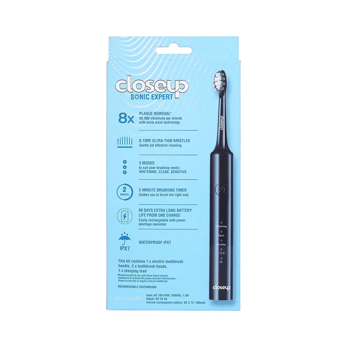 3-Closeup Sonic Expert Toothbrush Black with 2 Brush Heads +2
