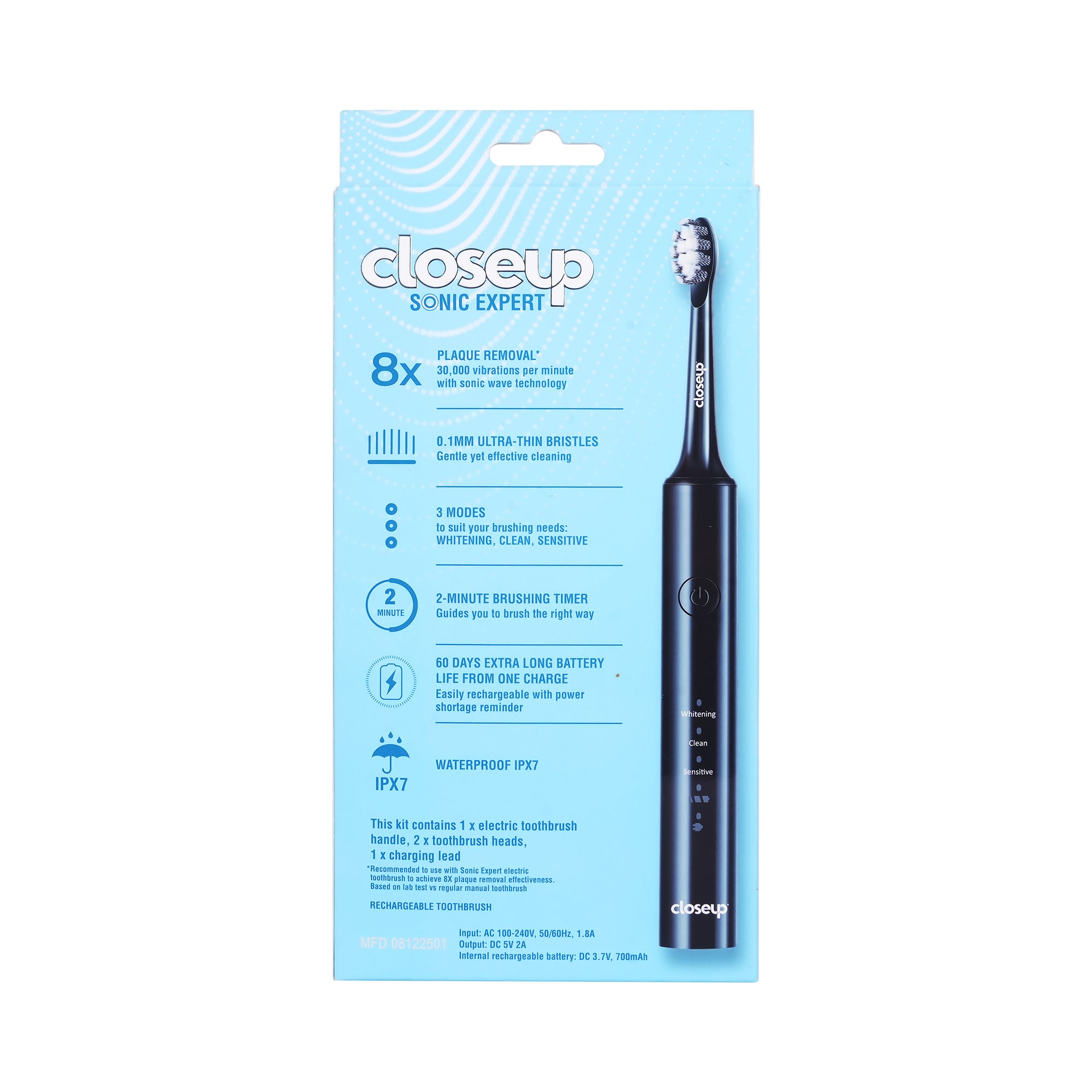 58300-Closeup Sonic Expert Toothbrush Black with 2 Brush Heads +2