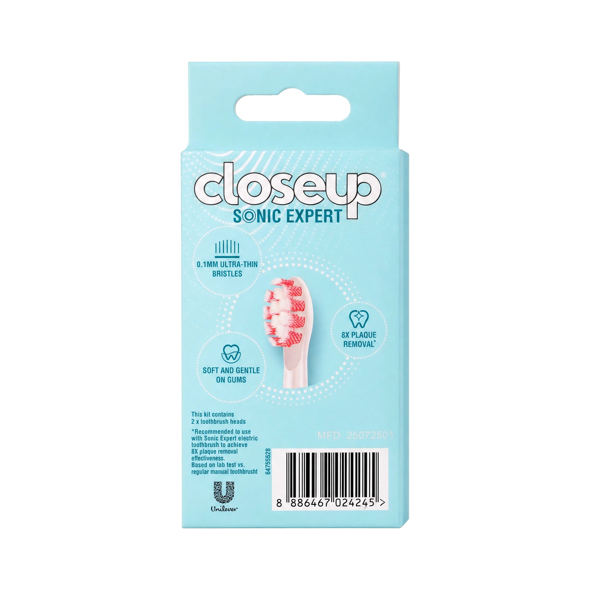 58305-Closeup Sonic Expert 2 Brush Heads-Pink +1