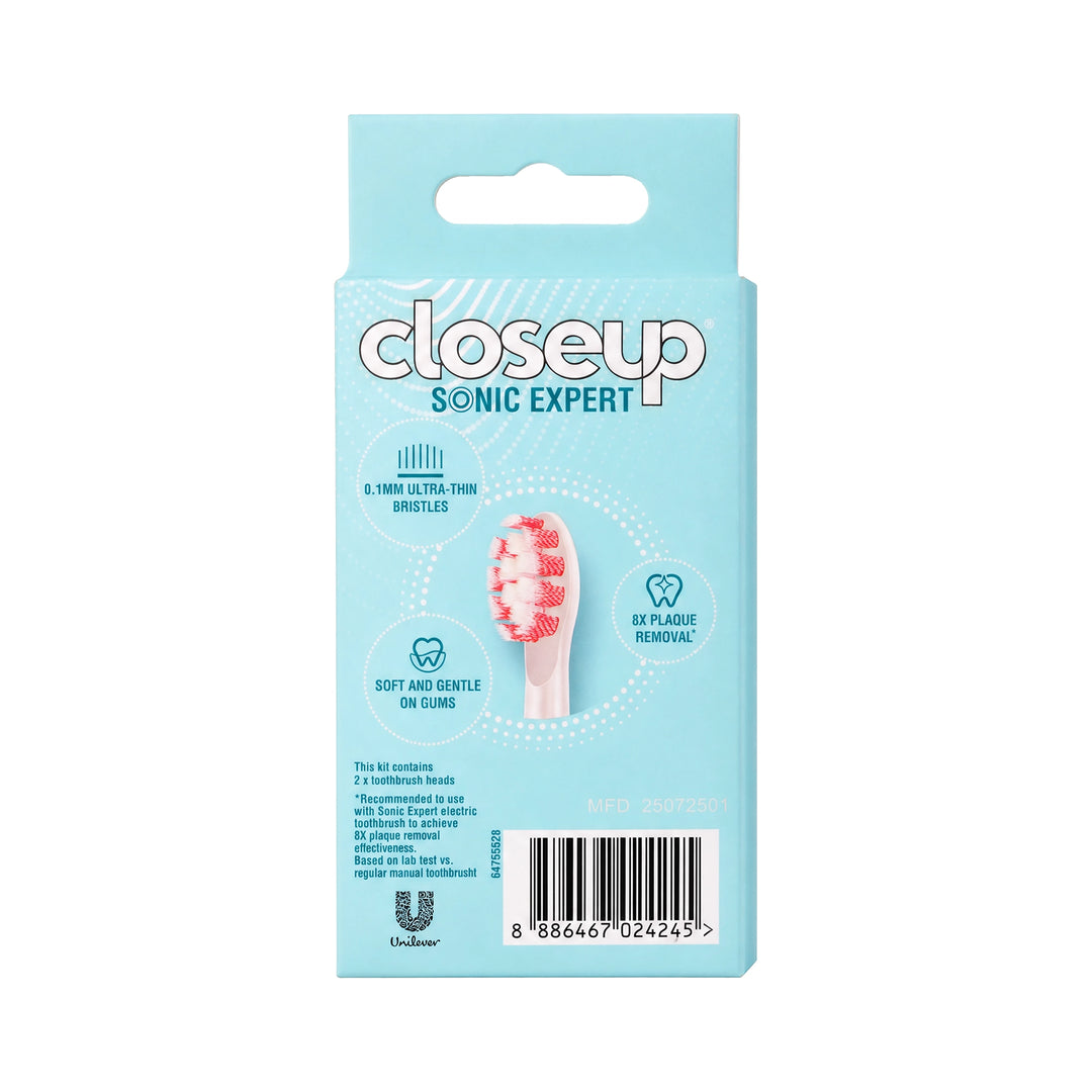 58305-Closeup Sonic Expert 2 Brush Heads-Pink +1