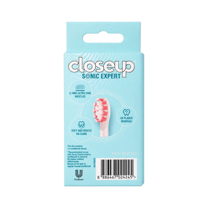 58305-Closeup Sonic Expert 2 Brush Heads-Pink +1