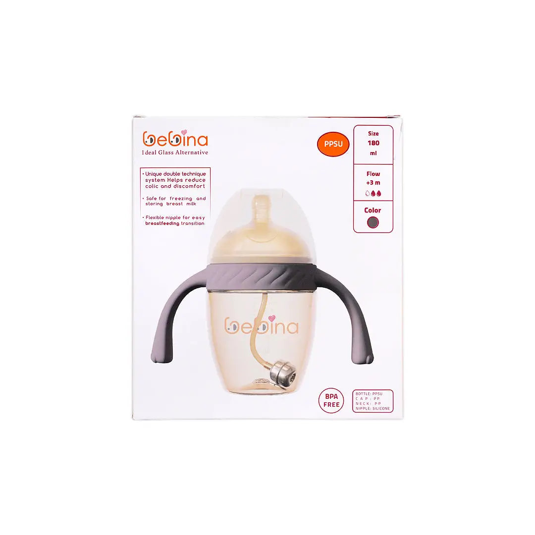 58401-Bebina Premium Care Baby Bottle +3m 180mL- Brown +5