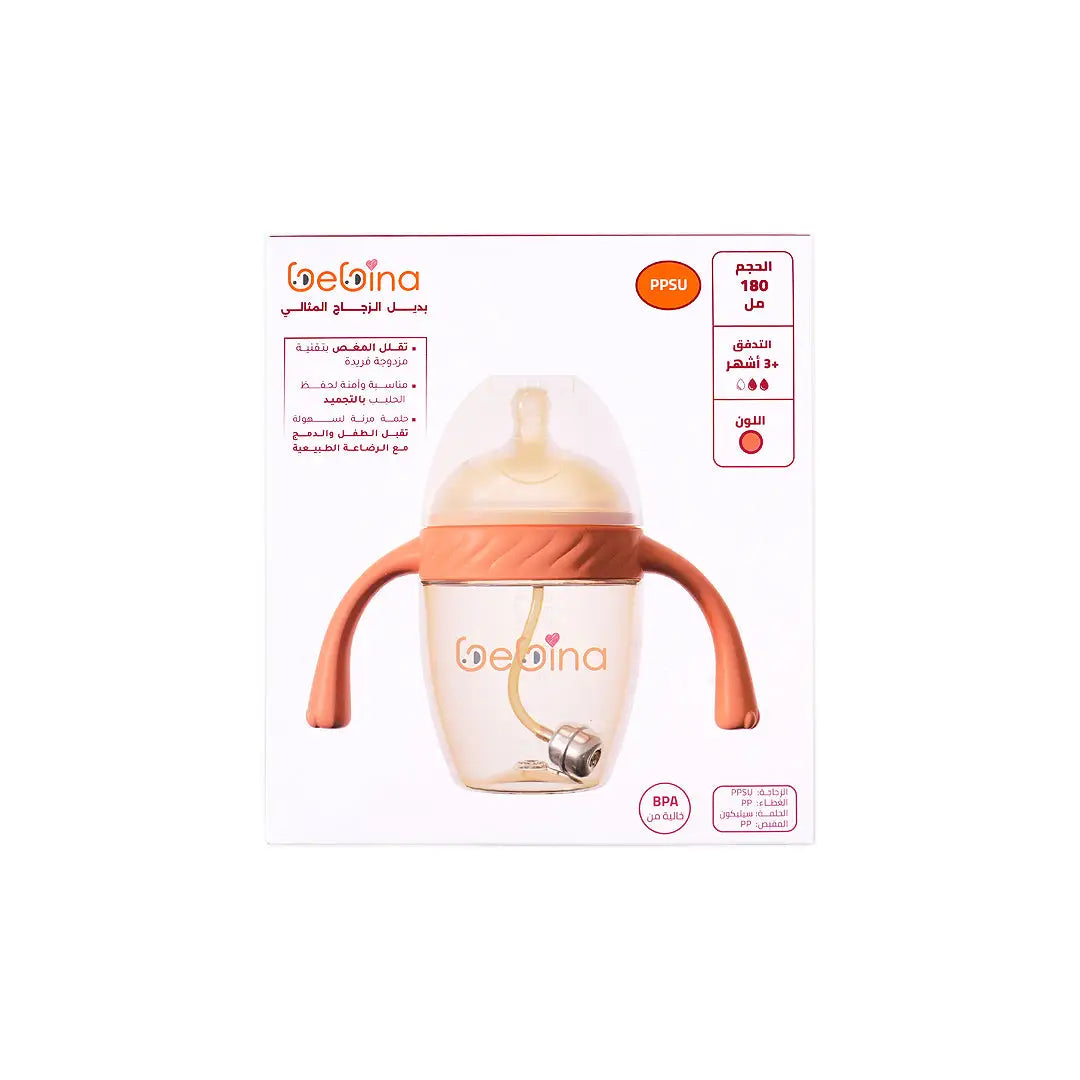 58402-Bebina Premium Care Baby Bottle +3m 180mL- Orange 