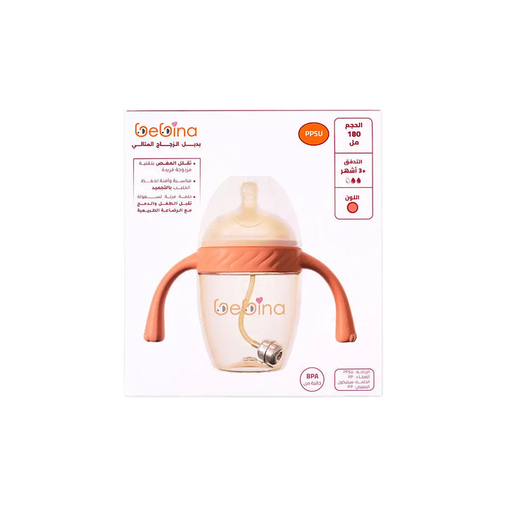 58402-Bebina Premium Care Baby Bottle +3m 180mL- Orange 