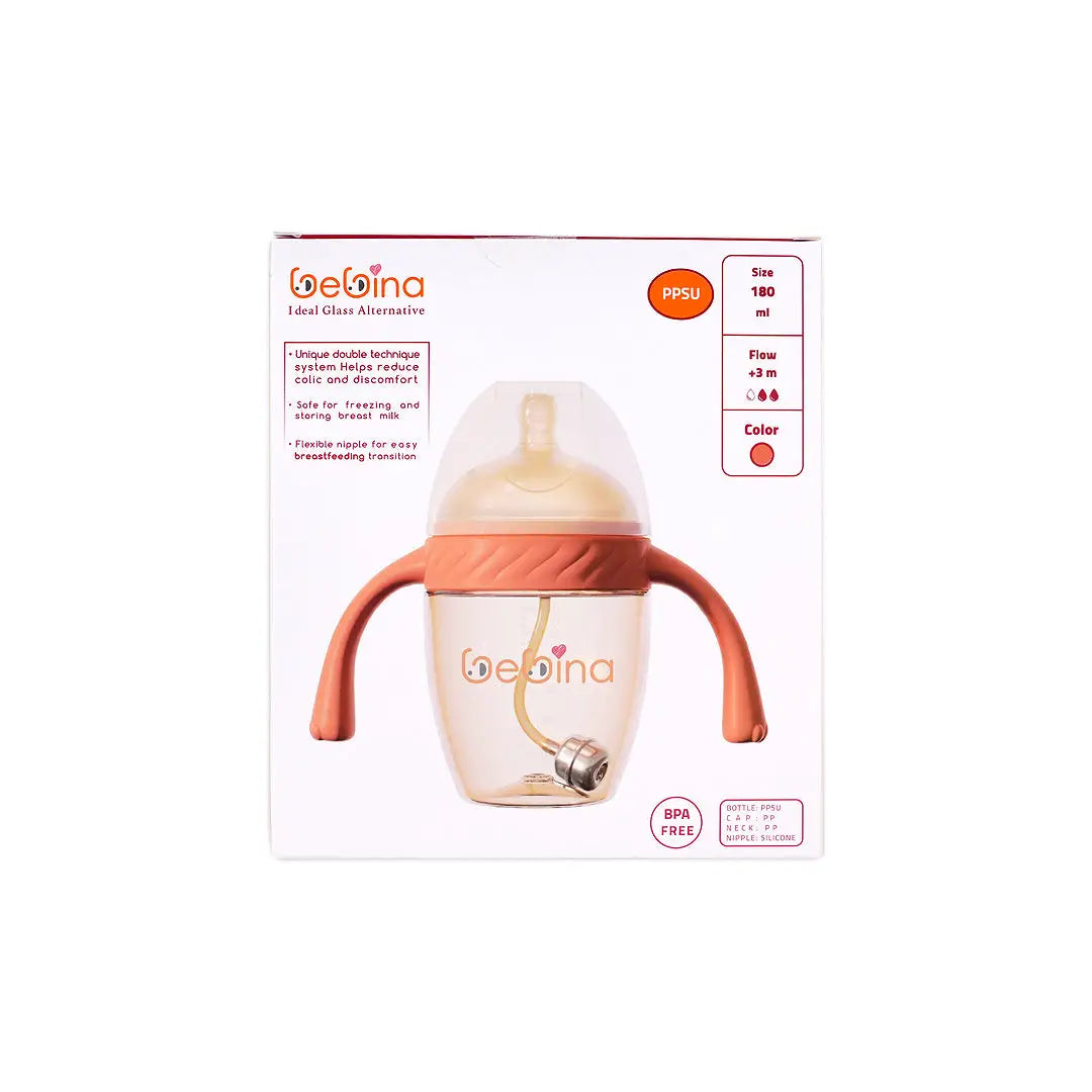 58402-Bebina Premium Care Baby Bottle +3m 180mL- Orange +5
