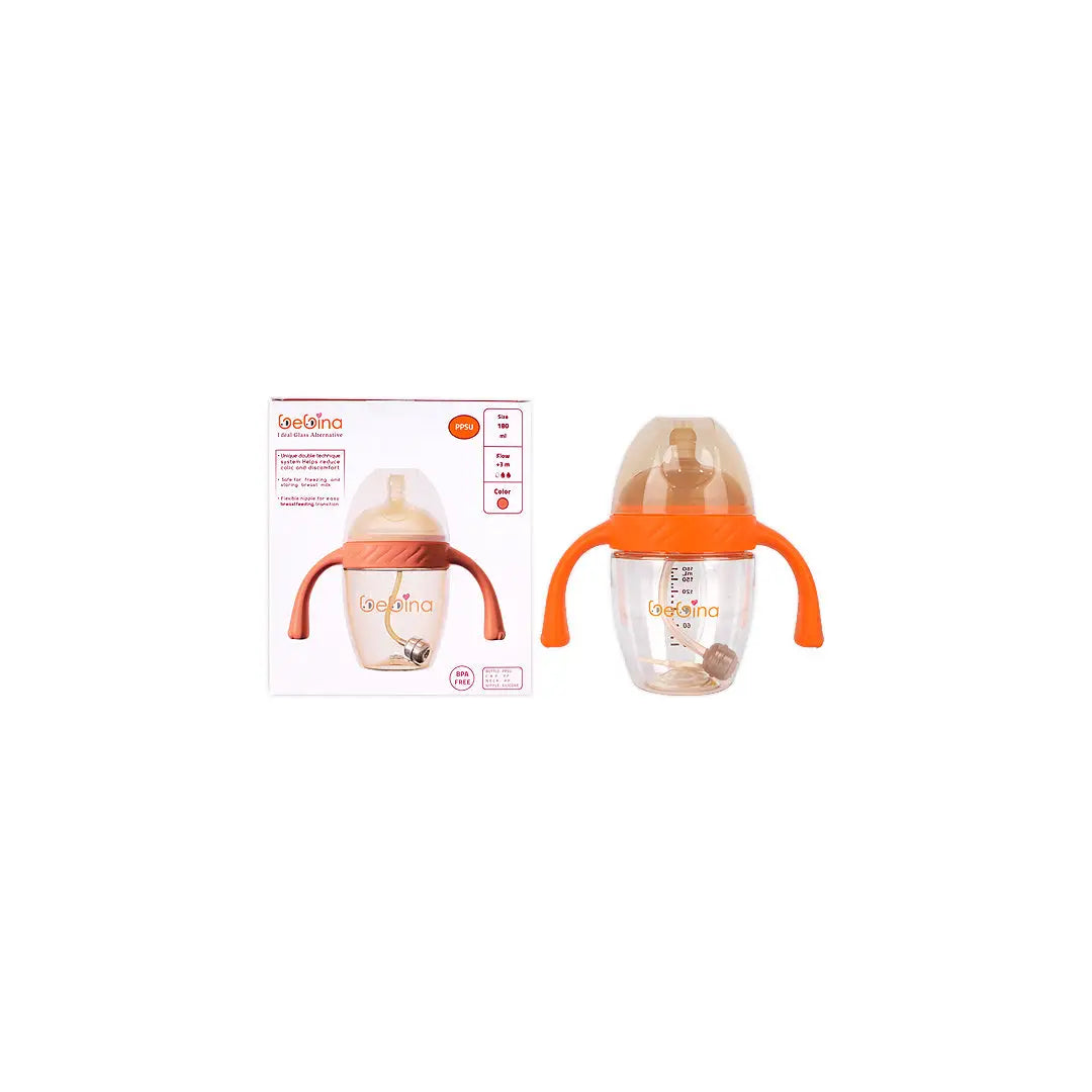 58402-Bebina Premium Care Baby Bottle +3m 180mL- Orange +7