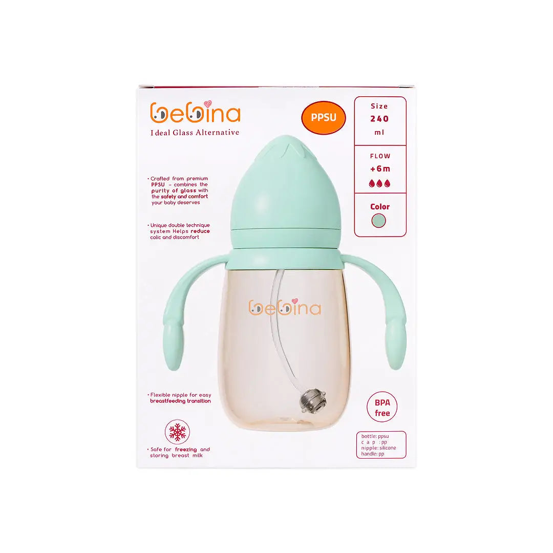 58403-Bebina Premium Care Baby Bottle +6m 240mL - Light Green +5