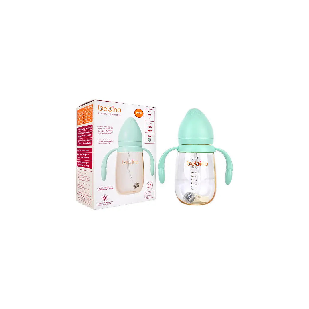 58403-Bebina Premium Care Baby Bottle +6m 240mL - Light Green +8