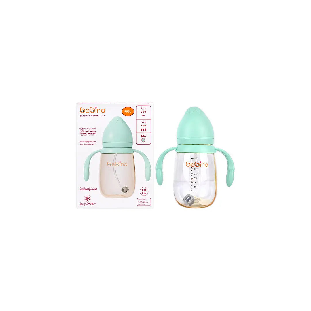58403-Bebina Premium Care Baby Bottle +6m 240mL - Light Green +7