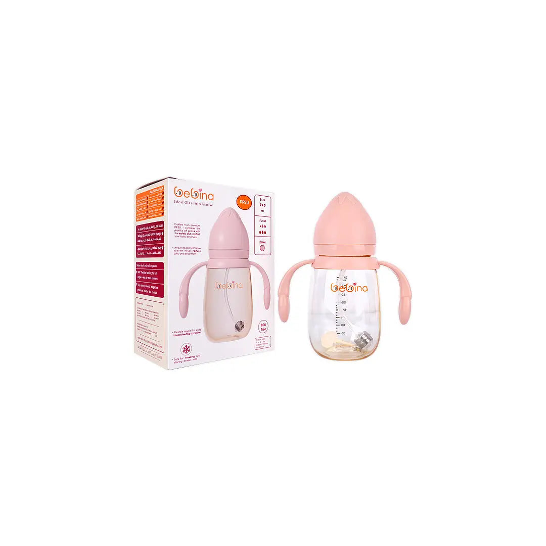 58404-Bebina Premium Care Baby Bottle +6m 240mL - Light Pink +7