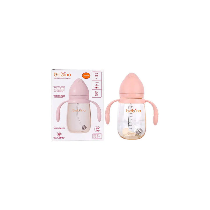 58404-Bebina Premium Care Baby Bottle +6m 240mL - Light Pink +4