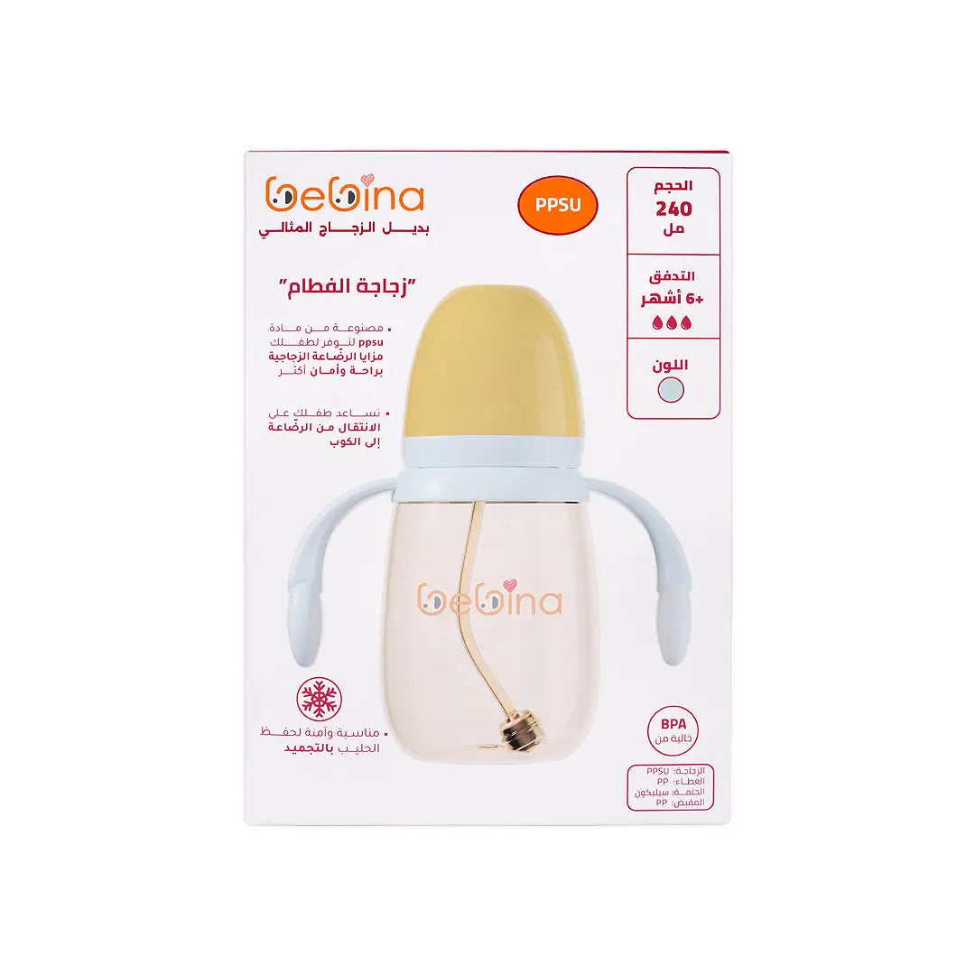 58405-Bebina Premium Care Weaning Bottle +6m 240mL - Light Blue 