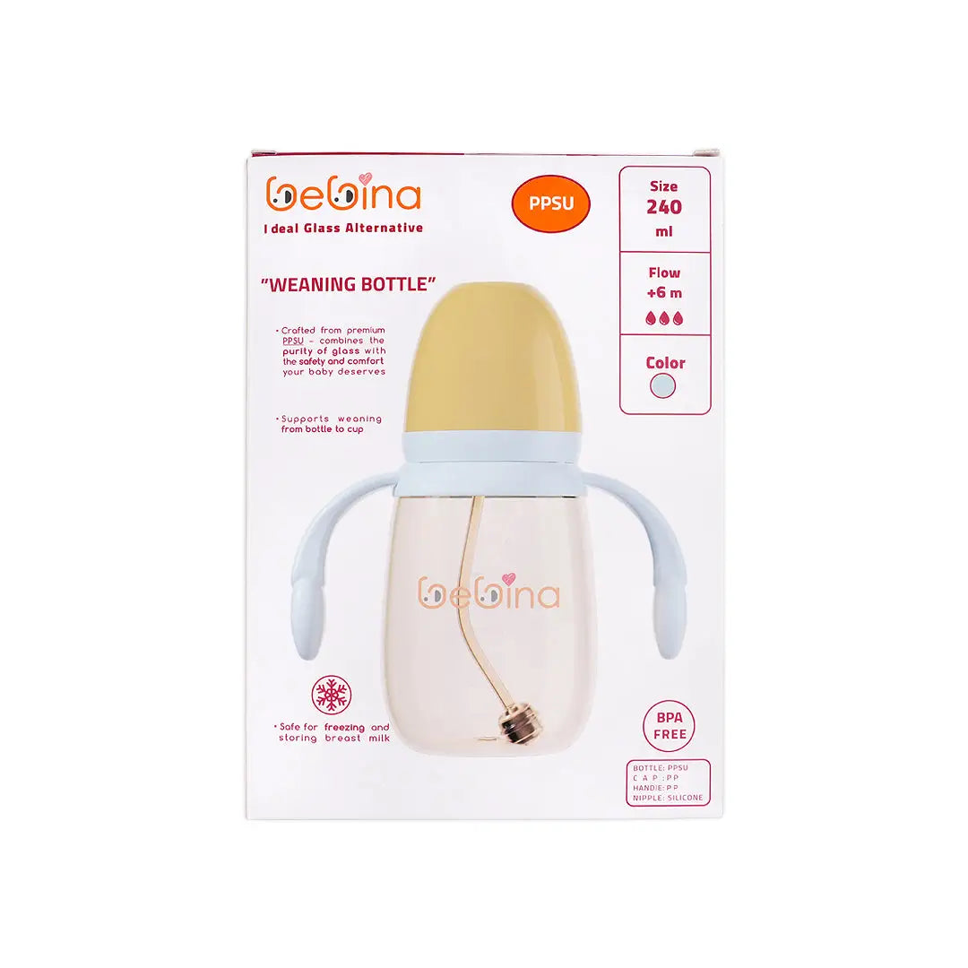58405-Bebina Premium Care Weaning Bottle +6m 240mL - Light Blue +8