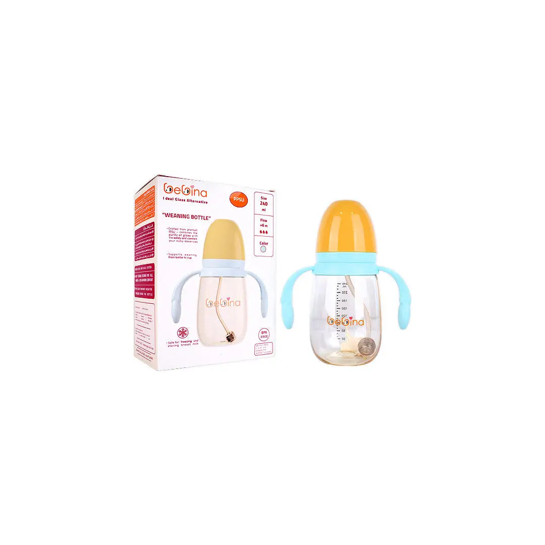 58405-Bebina Premium Care Weaning Bottle +6m 240mL - Light Blue +2