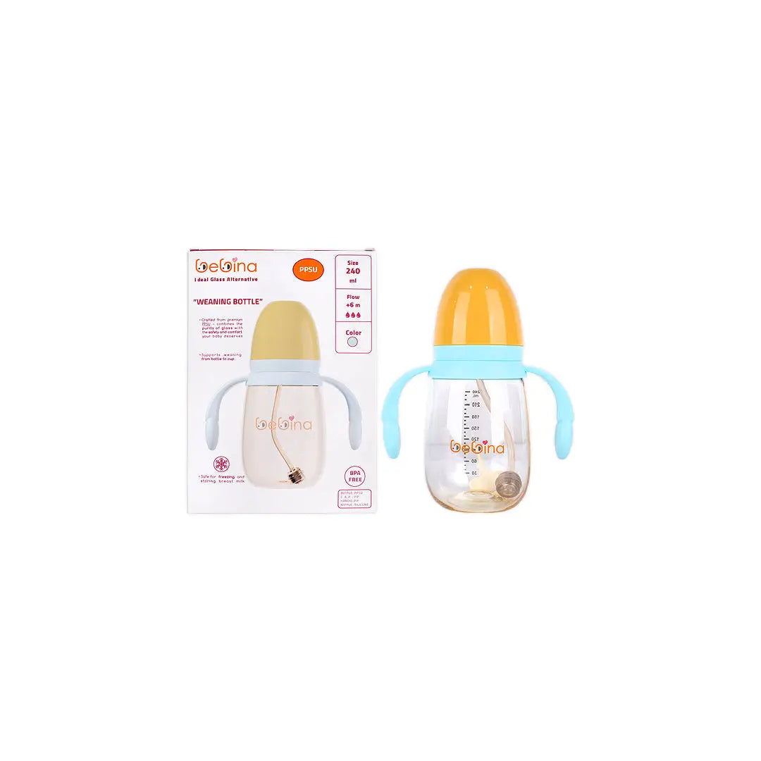 58405-Bebina Premium Care Weaning Bottle +6m 240mL - Light Blue +5