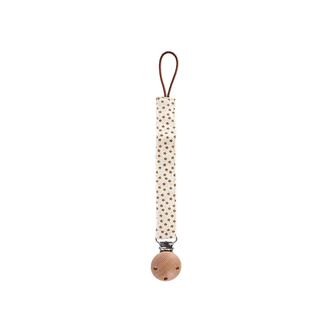 58412-Bebina Pacifier Clip Fabric & Wood - Beige +2