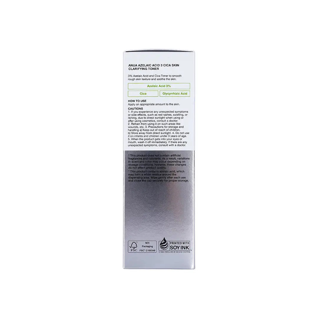 58427-Anua Azelaic Acid 3+ Cica Skin Clarifying Toner 250mL +5