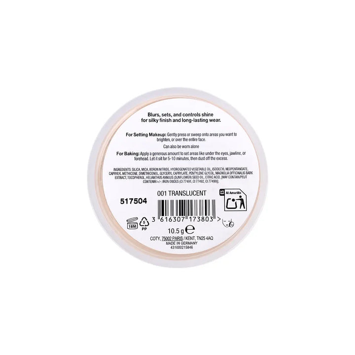58654-Max Factor Pro Blur Long Setting Powder - 001 Translucent +3
